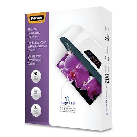 Fellowes ImageLast Laminating Pouches w/UV Protection, 3mil, 9x11.5, Clr, PK200 5244101